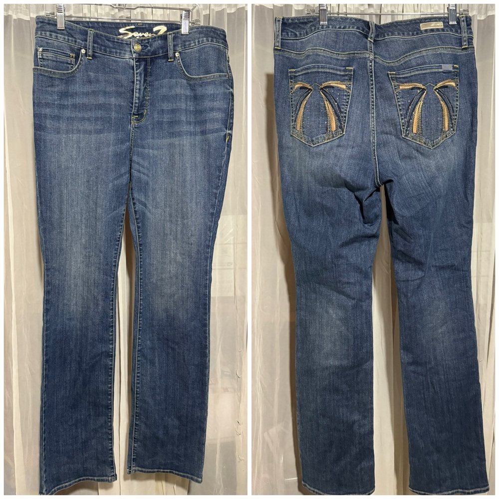 Seven7 Lane Bryant NWOT Bootcut Blue Jeans with Embroidery Plus Size 14